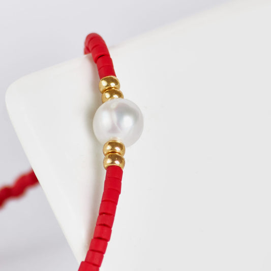 Pulsera Roja con Perla